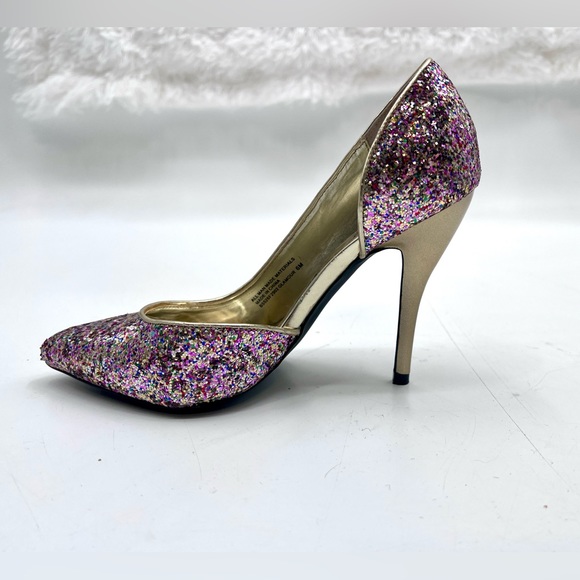 Carlos Santana Allover Glitter Stiletto Pointy Toe Heels - Picture 7 of 13